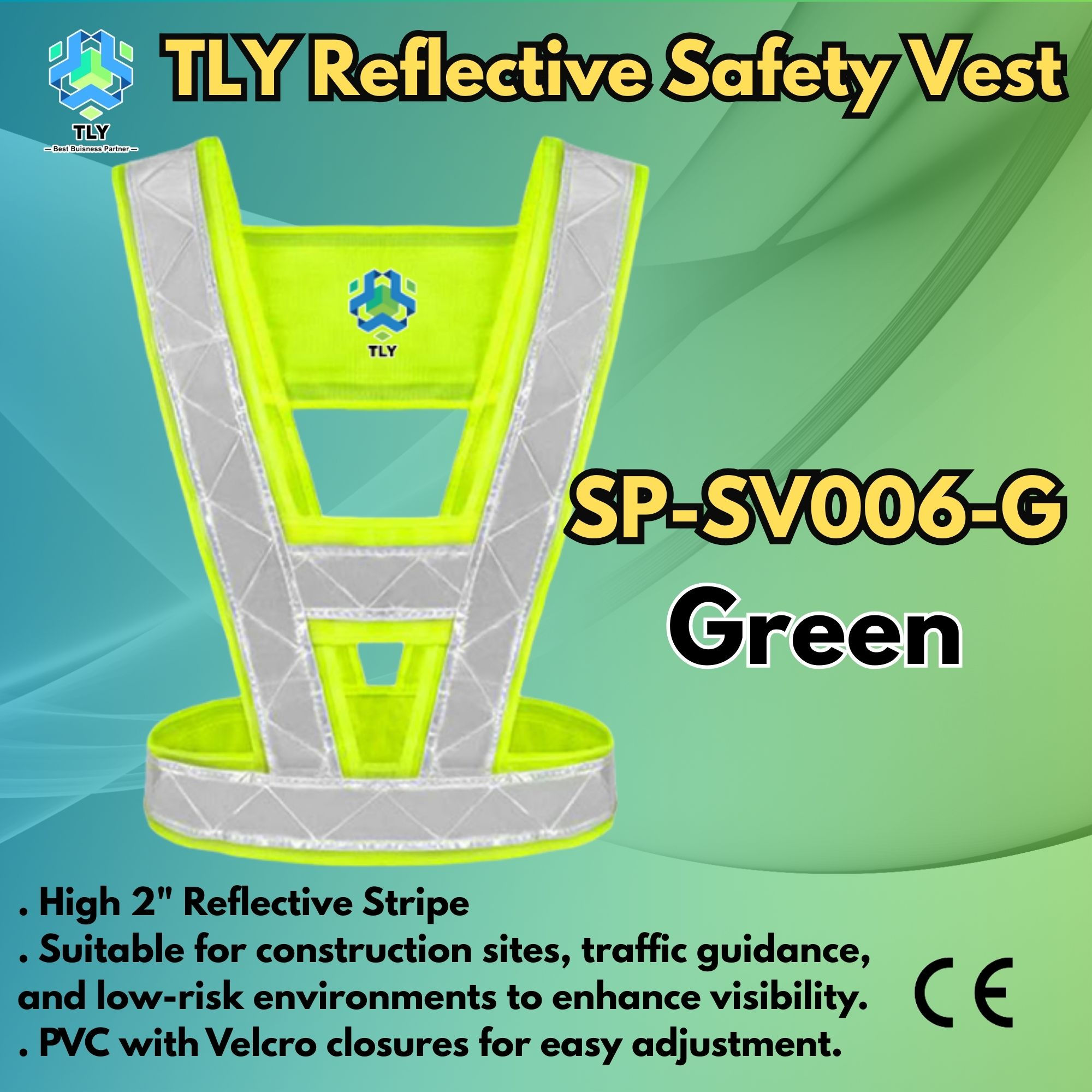 EGJ01 Reflective Safety Vest - A type Velcro Green