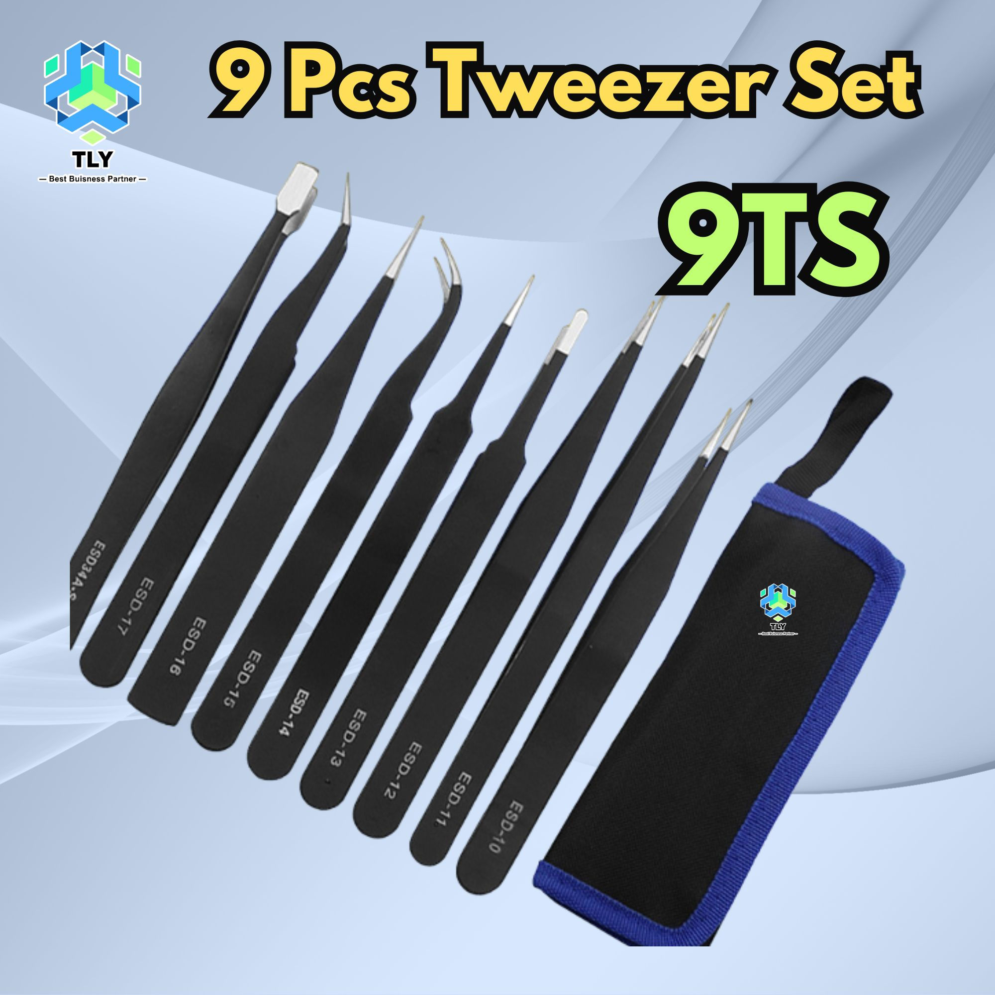 SKA06 9 Pcs Tweezer Set