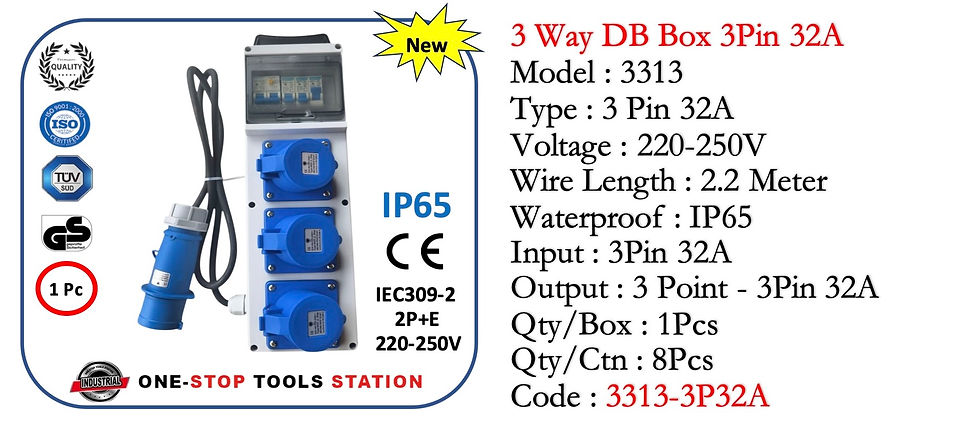 Thumbnail: GCA02.1 3 Way Industrial DB Box - 3 Pin 32A IP44 3313-3P32A