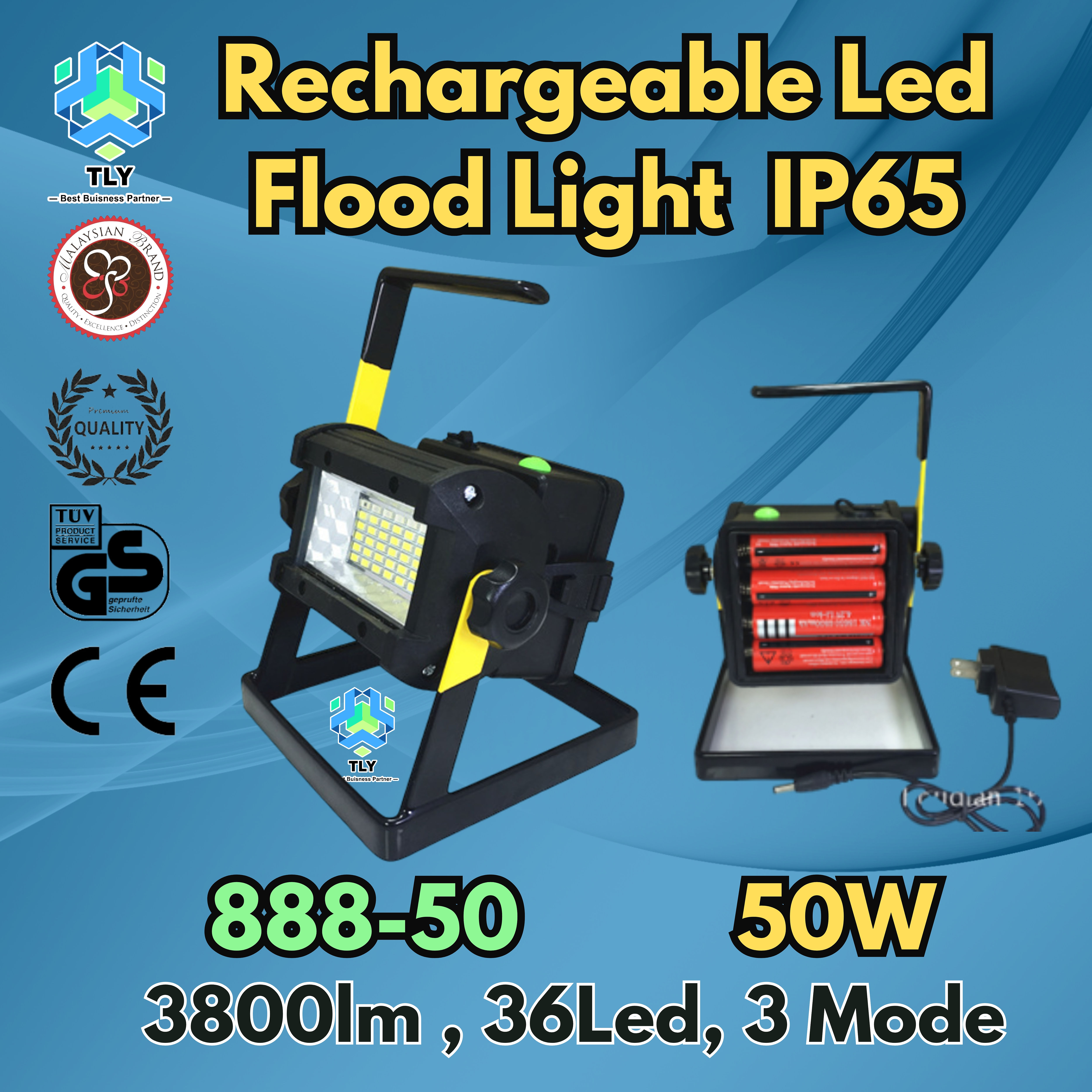 GIA02 Rechargeable Led Flood Light IP65 888-50W