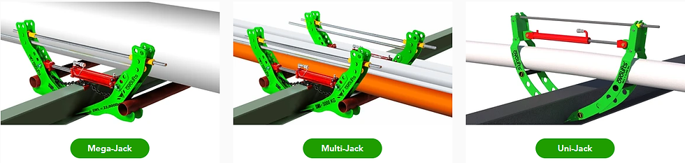 Ovolifts equipment range including the mega-jack, multi-jack and the uni-jack.