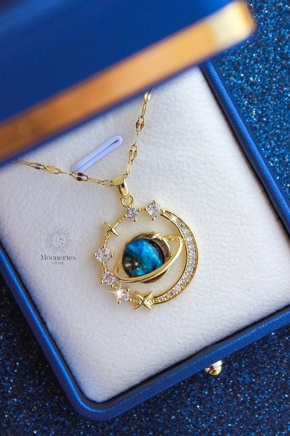 Thumbnail: Golden Frozen Saturn Necklace