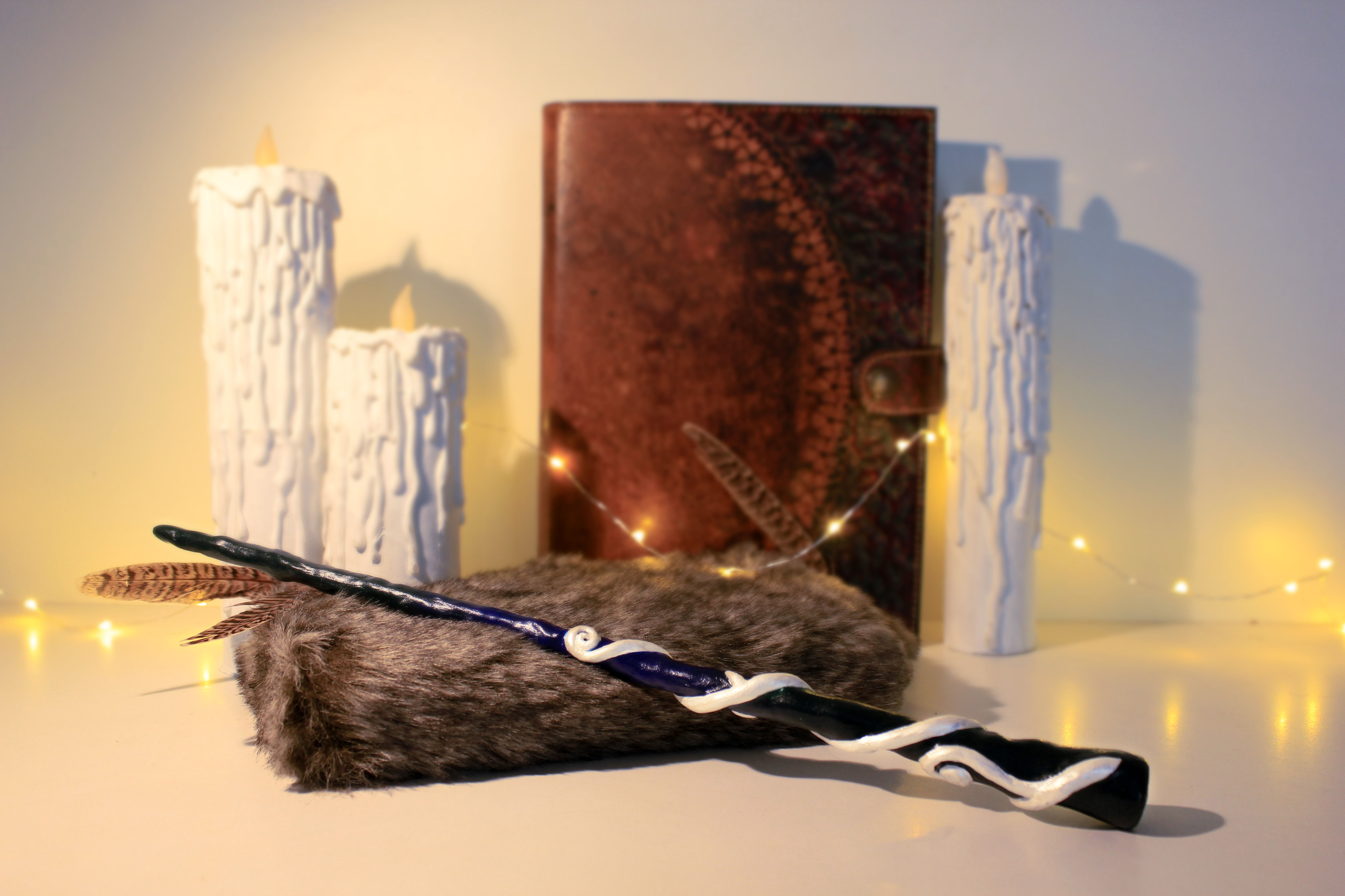 Baguette Magique - Bois et Pâte Polymère - Sculptée à la main