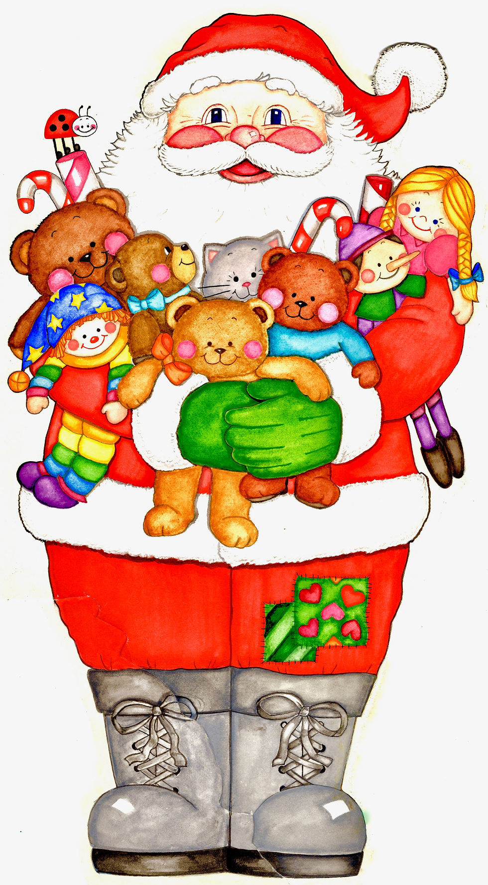 Santa Die Cut Arms Full Of Toys