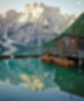 Lake house with mountain backgrond in switzerland