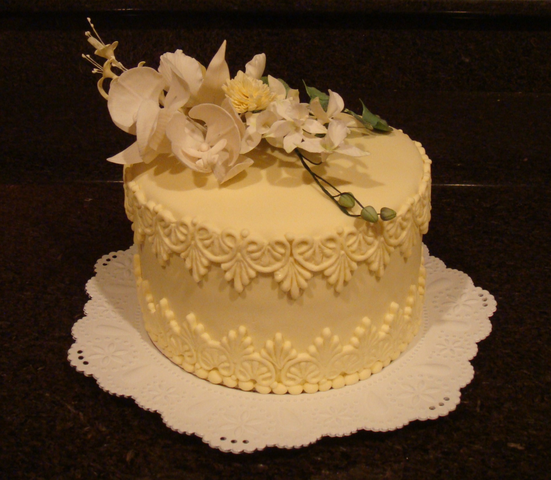 Lemon Curd Cake with Orchids