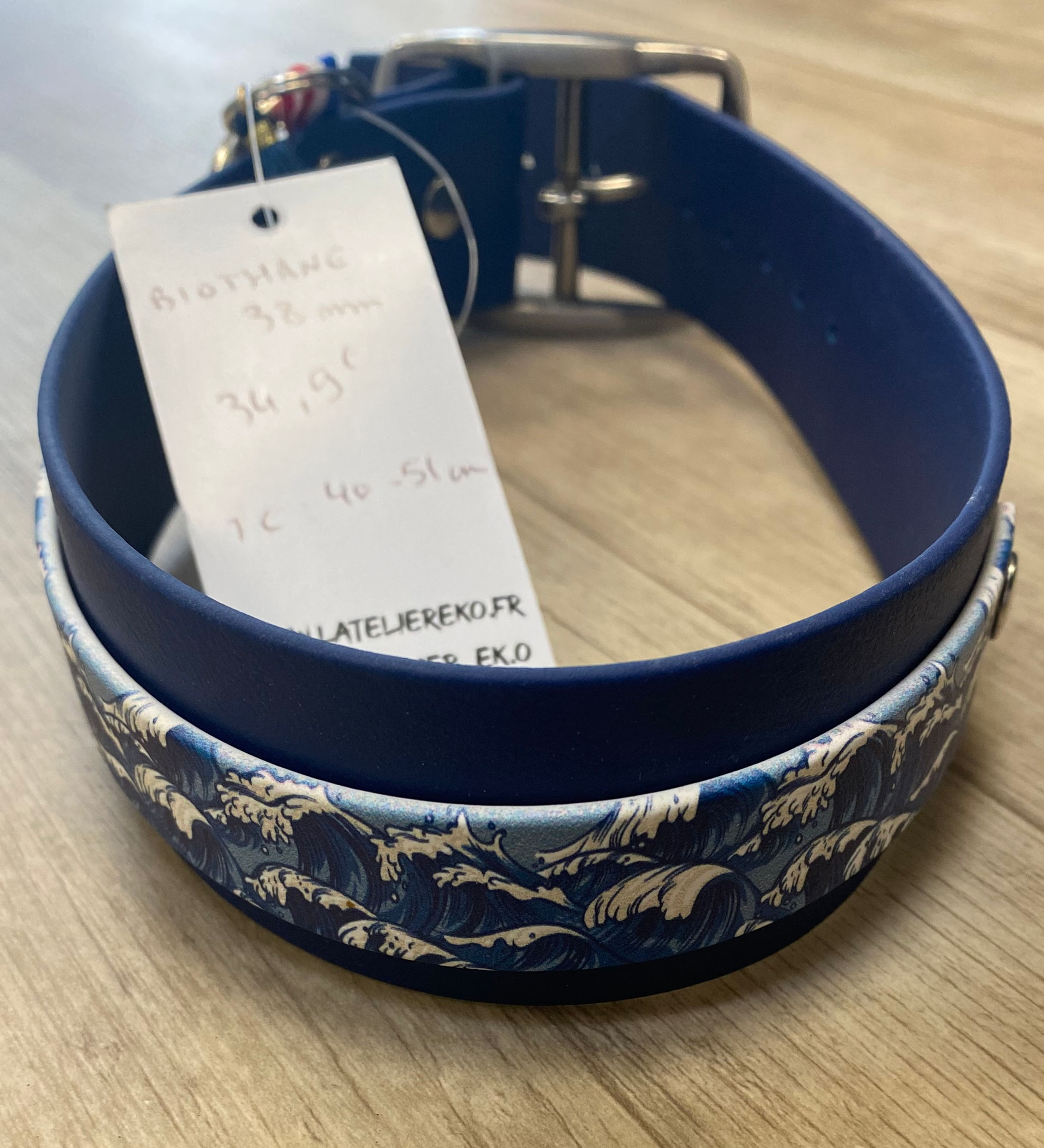 Collier wave 38mm 38mm biothane marine
