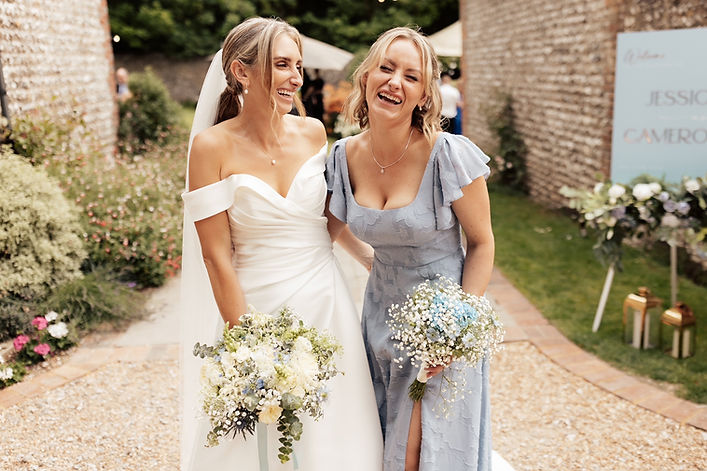 Sussex bride and bridesmaid
