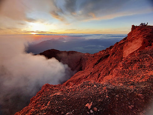 Sunrise over volcanic landscape
