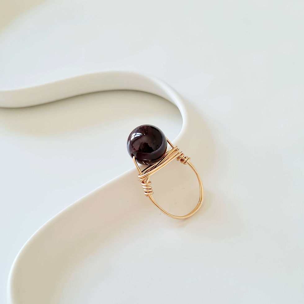 Thumbnail: Gold-filled wire-wrapped Garnet ring