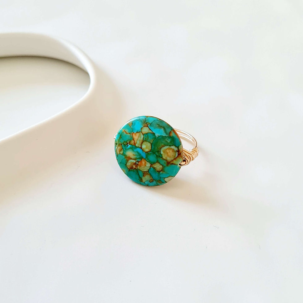 Thumbnail: Gold-filled wire-wrapped Turquoise gemstone ring
