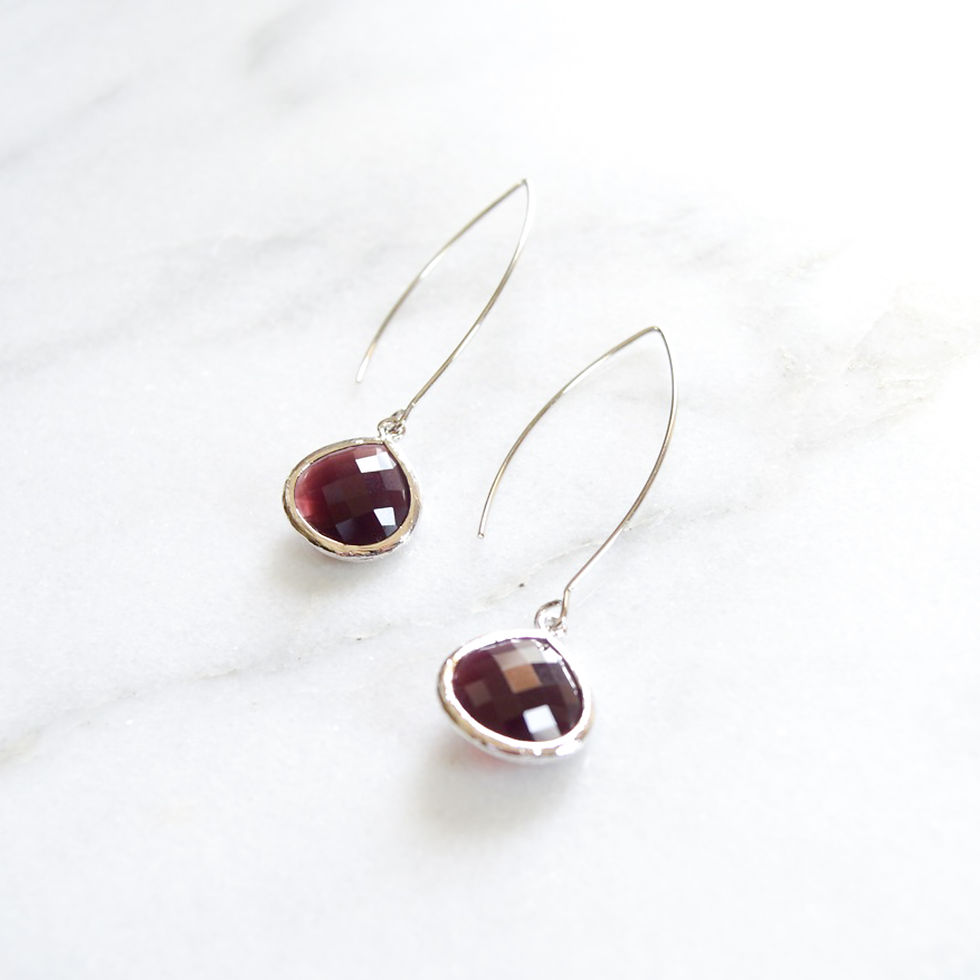 Thumbnail: 'Sienna' Single Drop Earrings - Silver/Large
