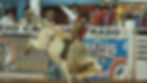 A man rides a bull at a Cowboy Festival of Barretos