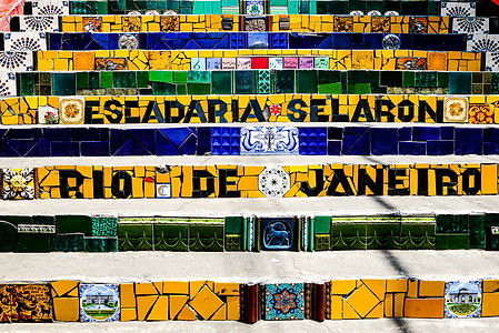 Colored tile mosaic on Escadaria Selaron Rio de Janeiro