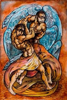 Hans Feibusch (German, 1898-1998), Jacob Wrestling with the Angel, 2013