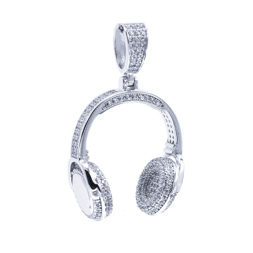 [Sterling Silver] 3D HEADPHONES MICRO PAVE PENDANT