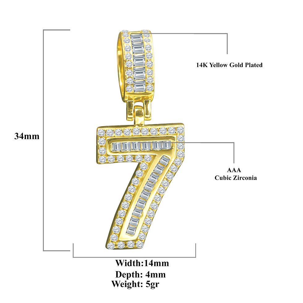 Thumbnail: [Sterling Silver] CIPHER (7) CZ PENDANT GOLD