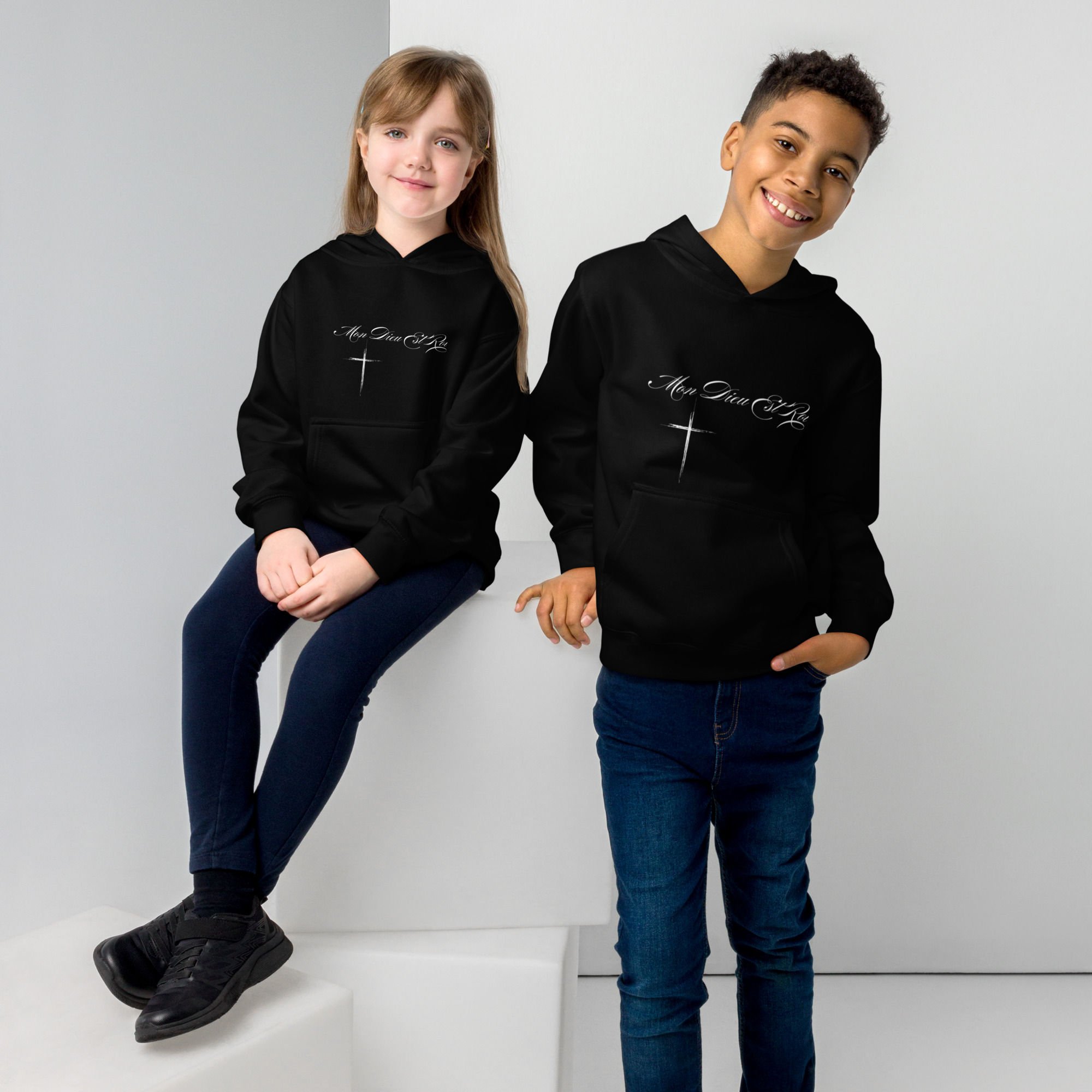 Kids Fleece Hoodie – Mon Dieu Est Roi Signature