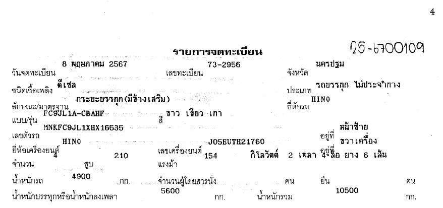 Thumbnail: HINO FC9JL1A (6 ล้อ) กระบะคอก (2024) SK25-6700109