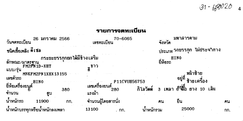 ภาพขนาดย่อ: HINO 10 ล้อ กระบะดั๊มพ์ (2023) HO31-6600020