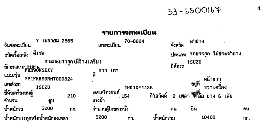 ภาพขนาดย่อ: ISUZU 6ล้อ กระบะเหล็ก (2022) HO53-6500167