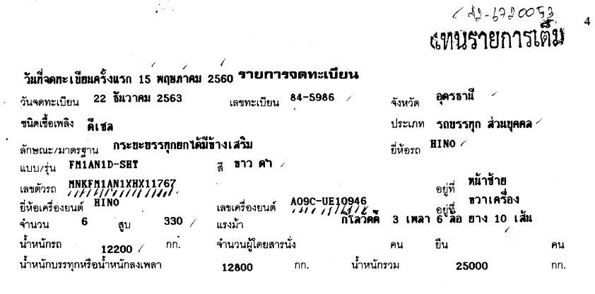 ภาพขนาดย่อ: HINO 10 ล้อ, กระบะเหล็กดั๊มพ์ (2017) HO42-6720053