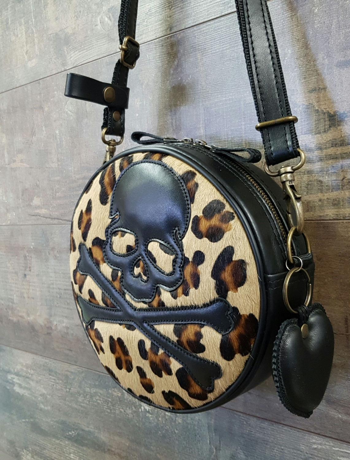  Sac SkinAss BABY BALL léopard  motif skull / léopard  leather BABYBA