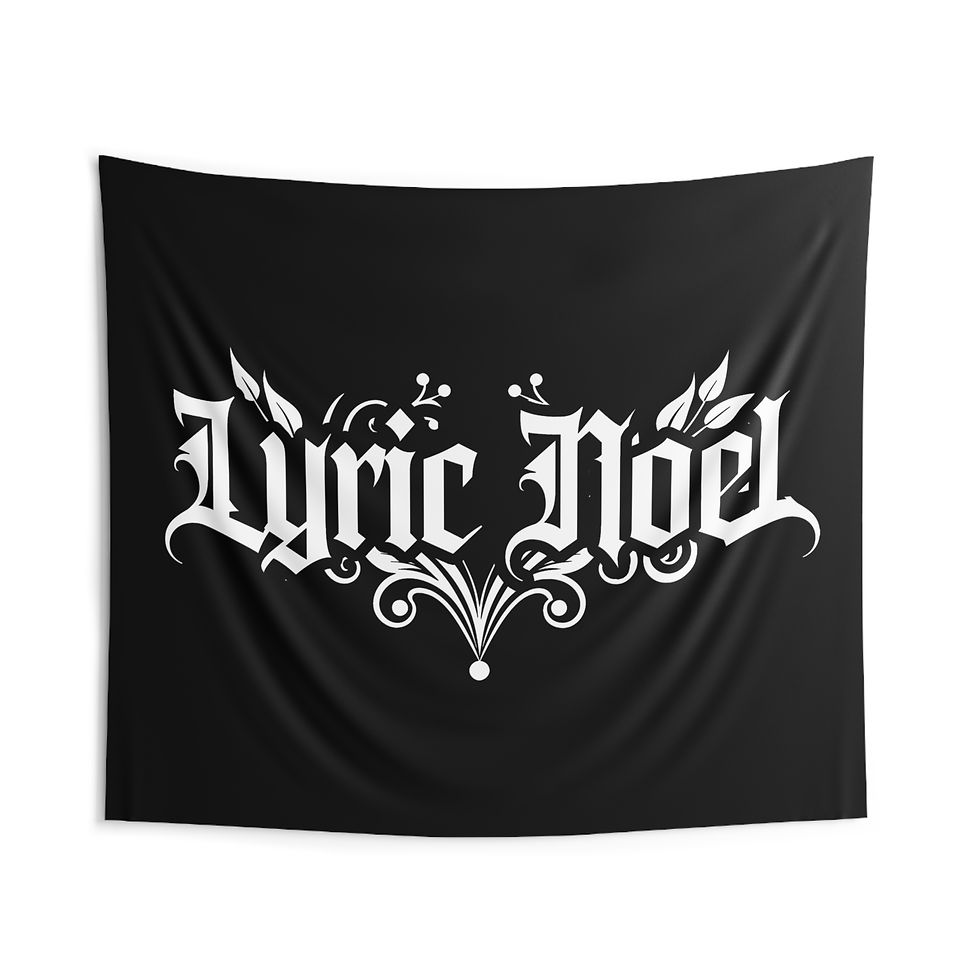 Thumbnail: Lyric Noel Indoor Wall Tapestries - Modern Black & Gold Design for Music Lovers