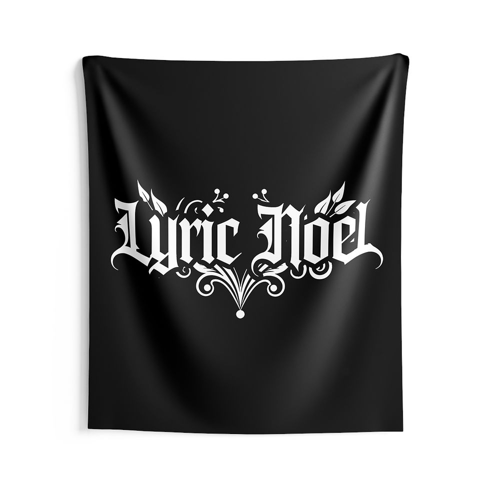 Thumbnail: Lyric Noel Indoor Wall Tapestries - Modern Black & Gold Design for Music Lovers