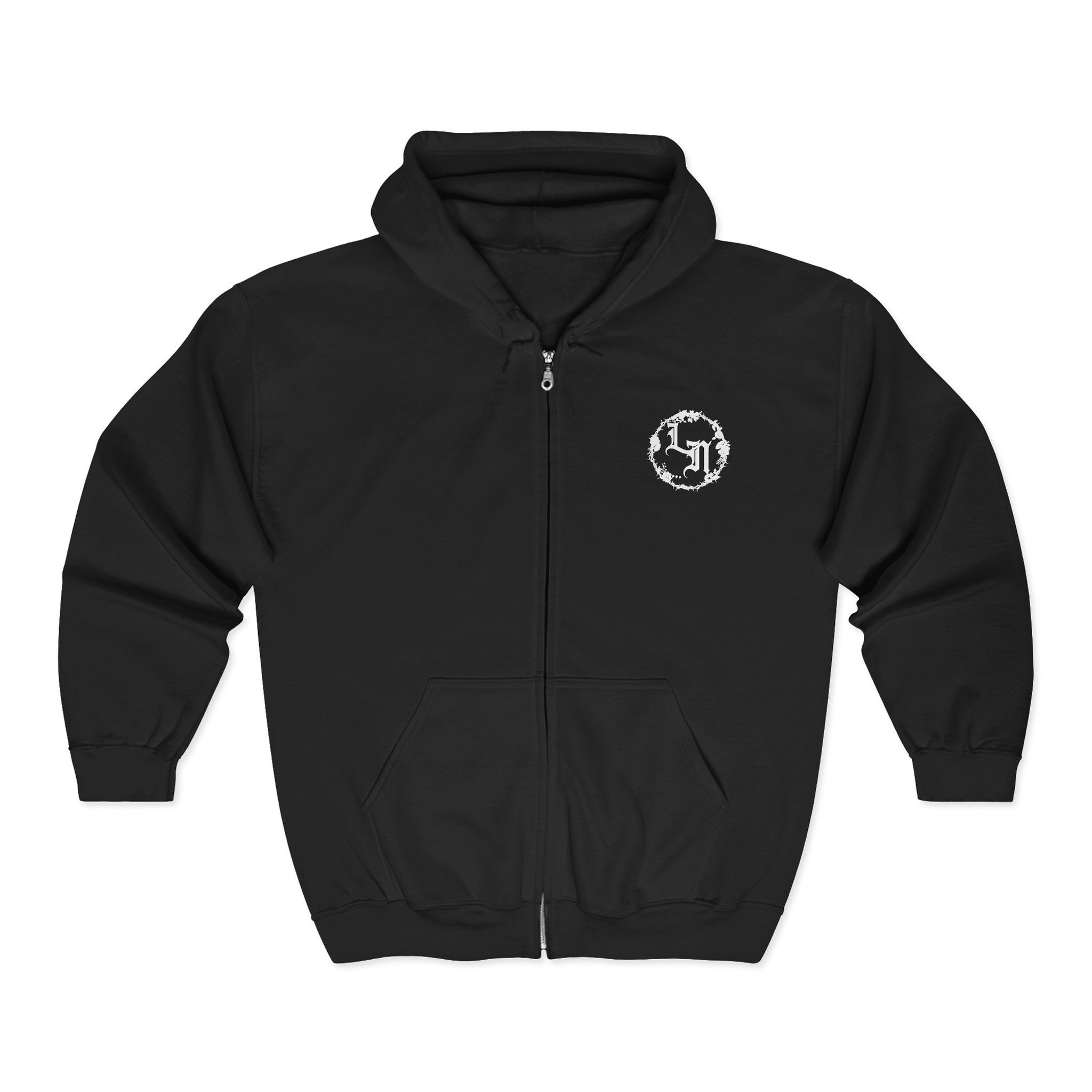 Hoodie with Elegant Metal Band Logo Design