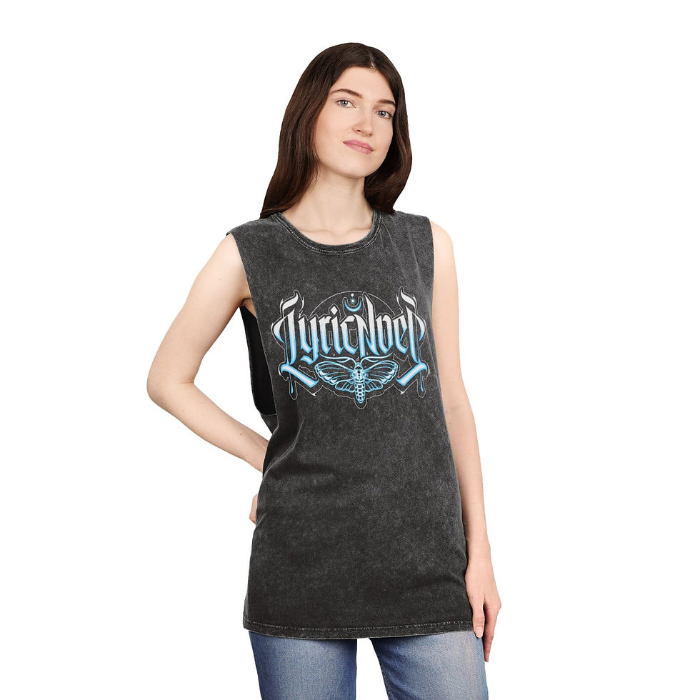 Thumbnail: Lyric Noel - Blue Logo - Unisex Stonewash Tank Top (SUMMER SALE!)