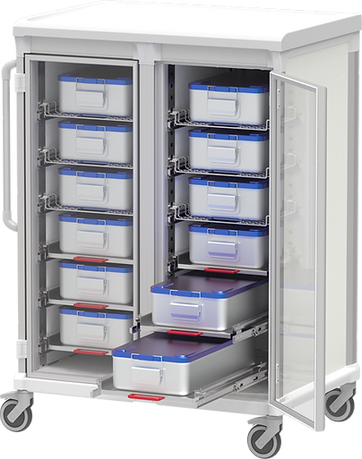 Double column narrow SPD/CSSD storage cart