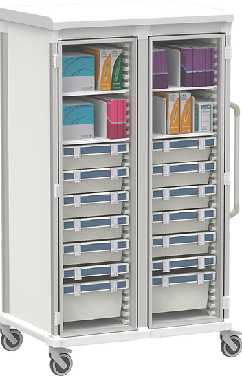 Double column narrow general supply storage cart