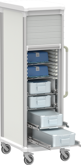 Single column narrow SPD/CSSD storage cart