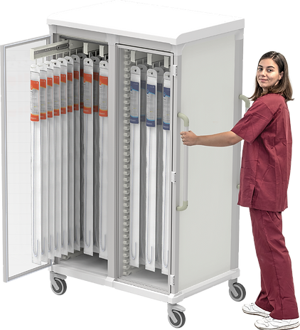 Double column narrow cath lab storage cart