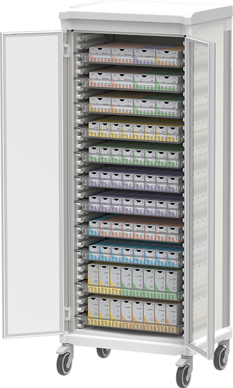 Single column wide suture storage cart