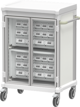 Short single column wide medication cart