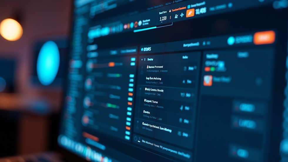 Close-up view of a computer screen showing esports analytics software