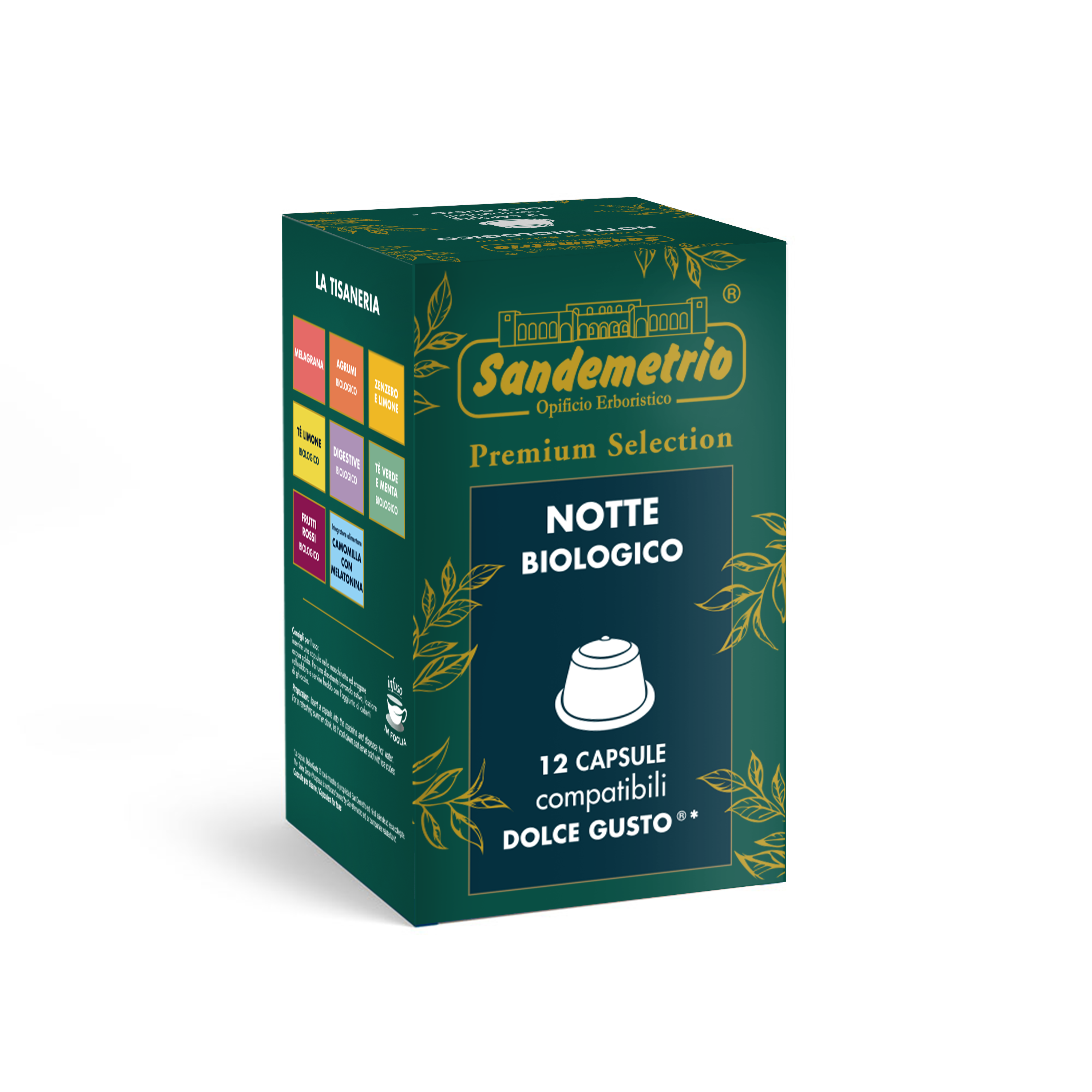 12 Sandemetrio Goodnight Herbal Tea Capsules Compatible with Dolce Gusto [€0.23/capsule]