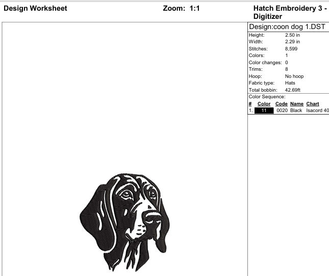 Coon Dog Cropped Silhouette Embroidery files for hats