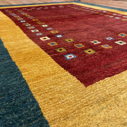 手織りペルシャ絨毯　新品　リズバフRIZBAFT　145cm × 106cm 手織りペルシャ絨毯 新品 ギャッベ RIZBAFT リズバフ 145 x 106cm