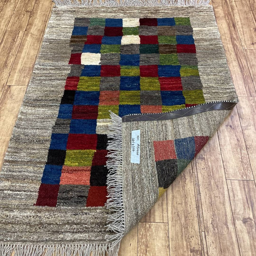 手織りペルシャ絨毯 新品 ギャッベ LOLBAFT ロリバフ 141 x 104cm 
