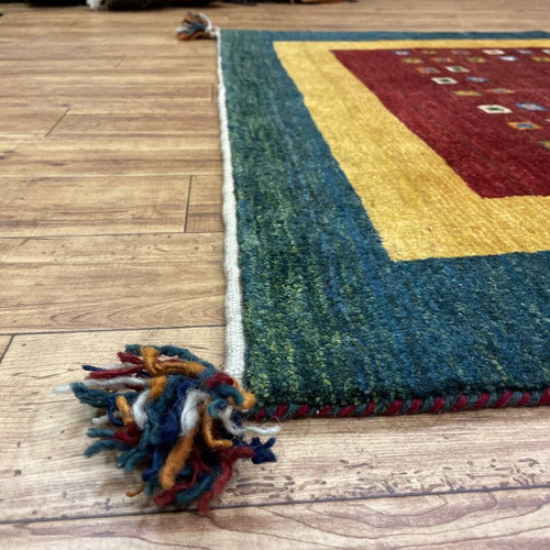 手織りペルシャ絨毯 新品 リズバフRIZBAFT 145cm × 106cm 手織りペルシャ絨毯 新品 ギャッベ RIZBAFT リズバフ 145 x