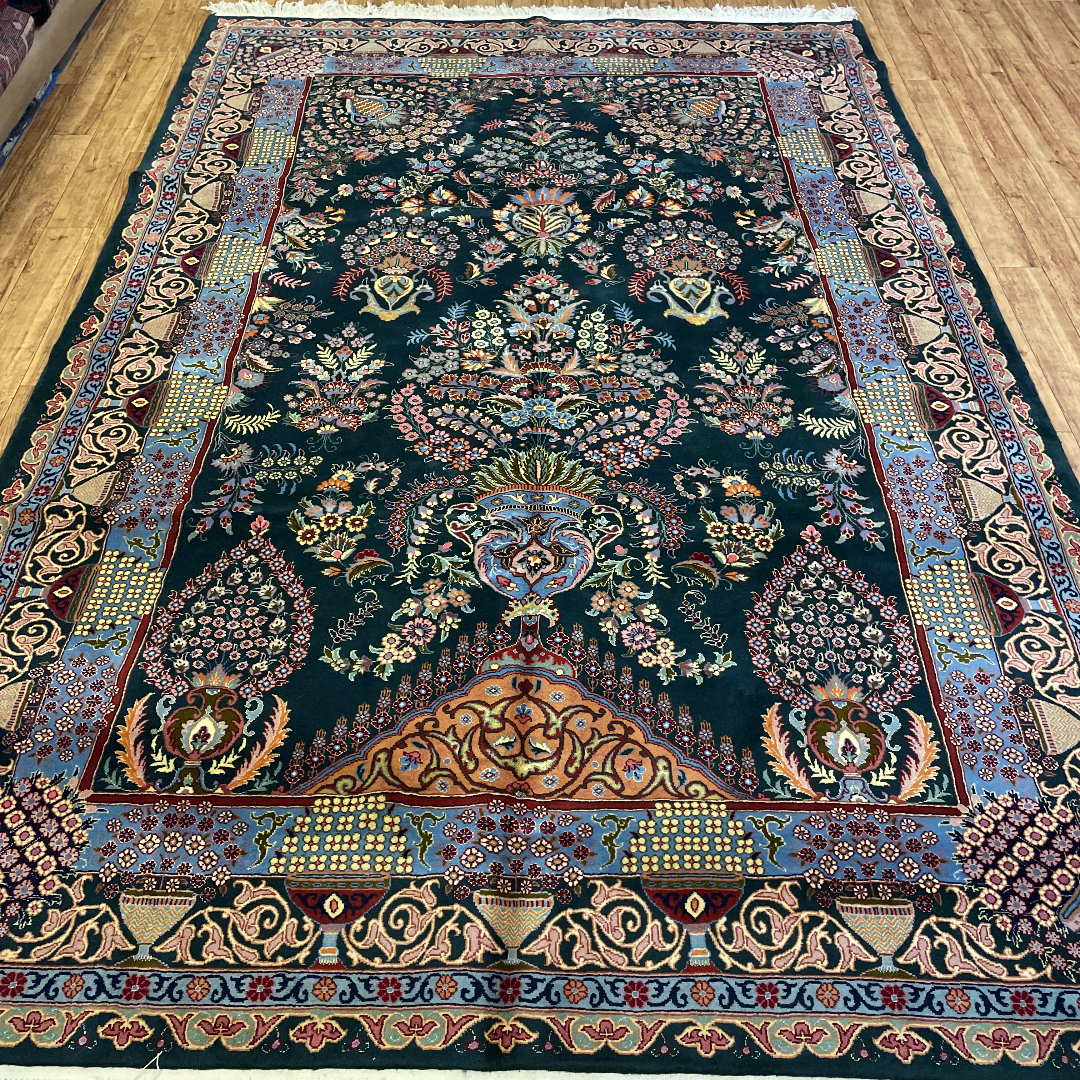 手織りペルシャ絨毯 新品 カシュマール産 ウール&シルク 300×200cm ラグ、カーペット リビングサイズ Ni191/2672