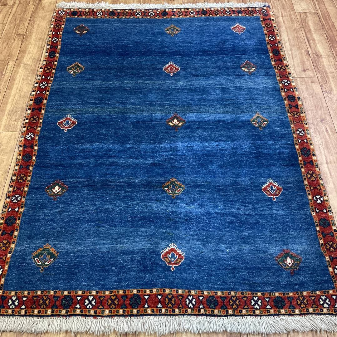 手織りペルシャ絨毯 新品 ギャッベ RIZBAFT リズバフ シーラーズ産 151 x 114cm Ni157/2417