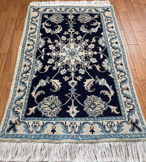 手織りペルシャ絨毯 新品 ナイン産 90×57cm 玄関サイズ ラグ 