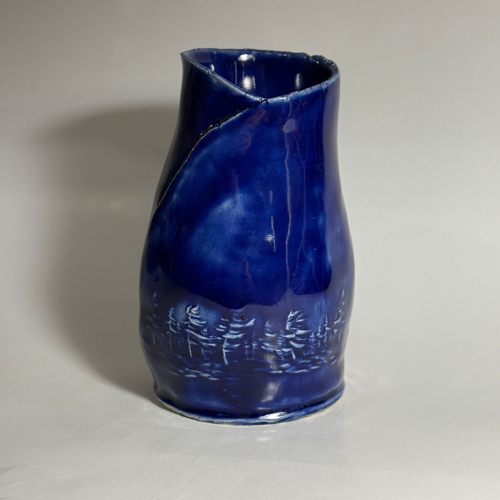Thumbnail: VBF - COBALT BLUE RAISED TREE WRAP BUD VASE 5X3"