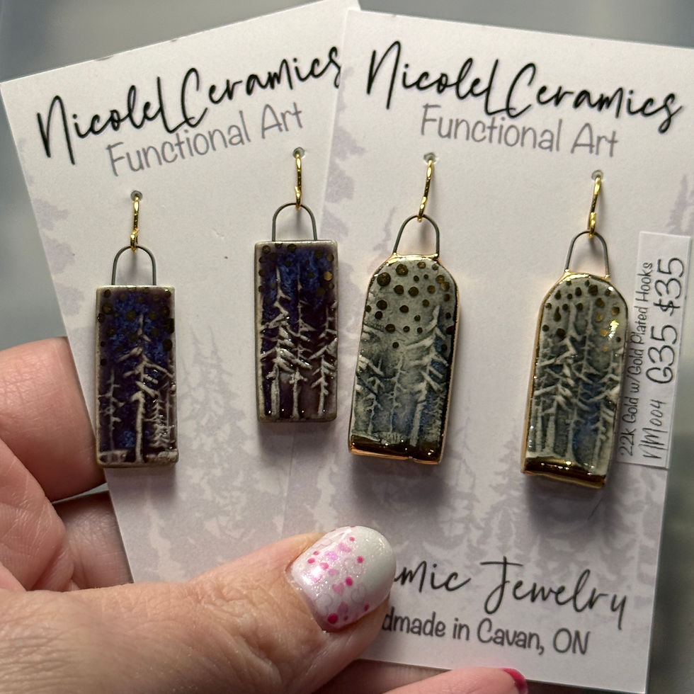 Thumbnail: Starry Skies 22K Gold Accents Ceramic Earrings