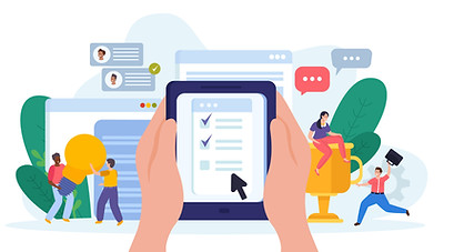 Tablette qui montre le champs de possibilités de notre application mobile de chantier :YAMAD