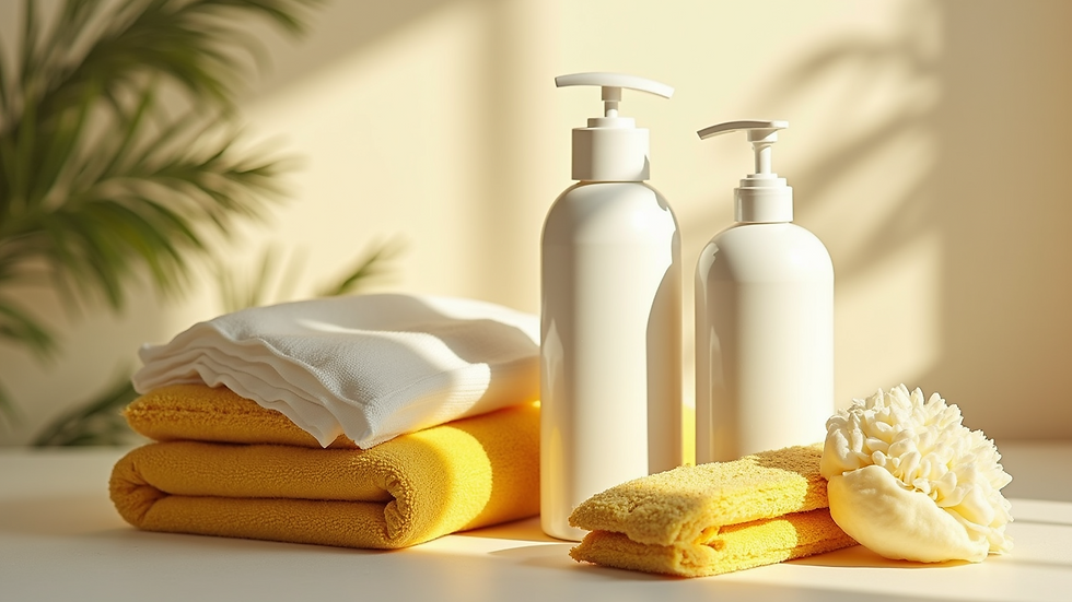 Eye-level view of eco-friendly seasonal bundle with natural cleaning products